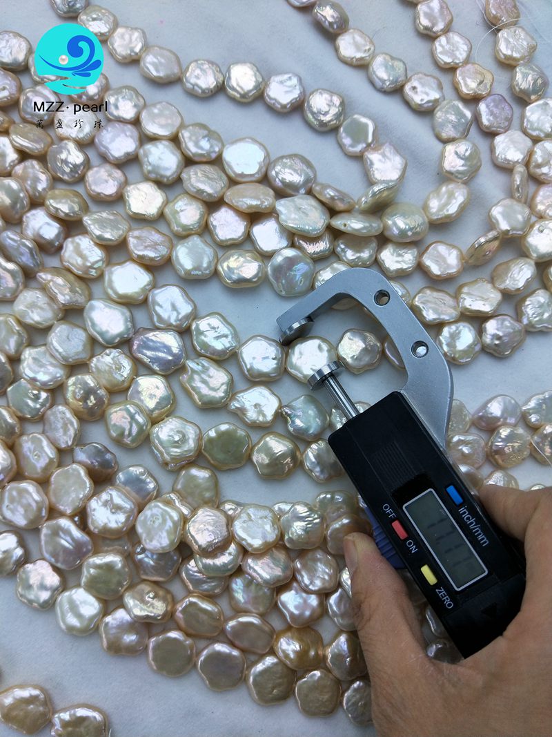11mm white flower shape irregular loose freshwater pearl 16 inch strand