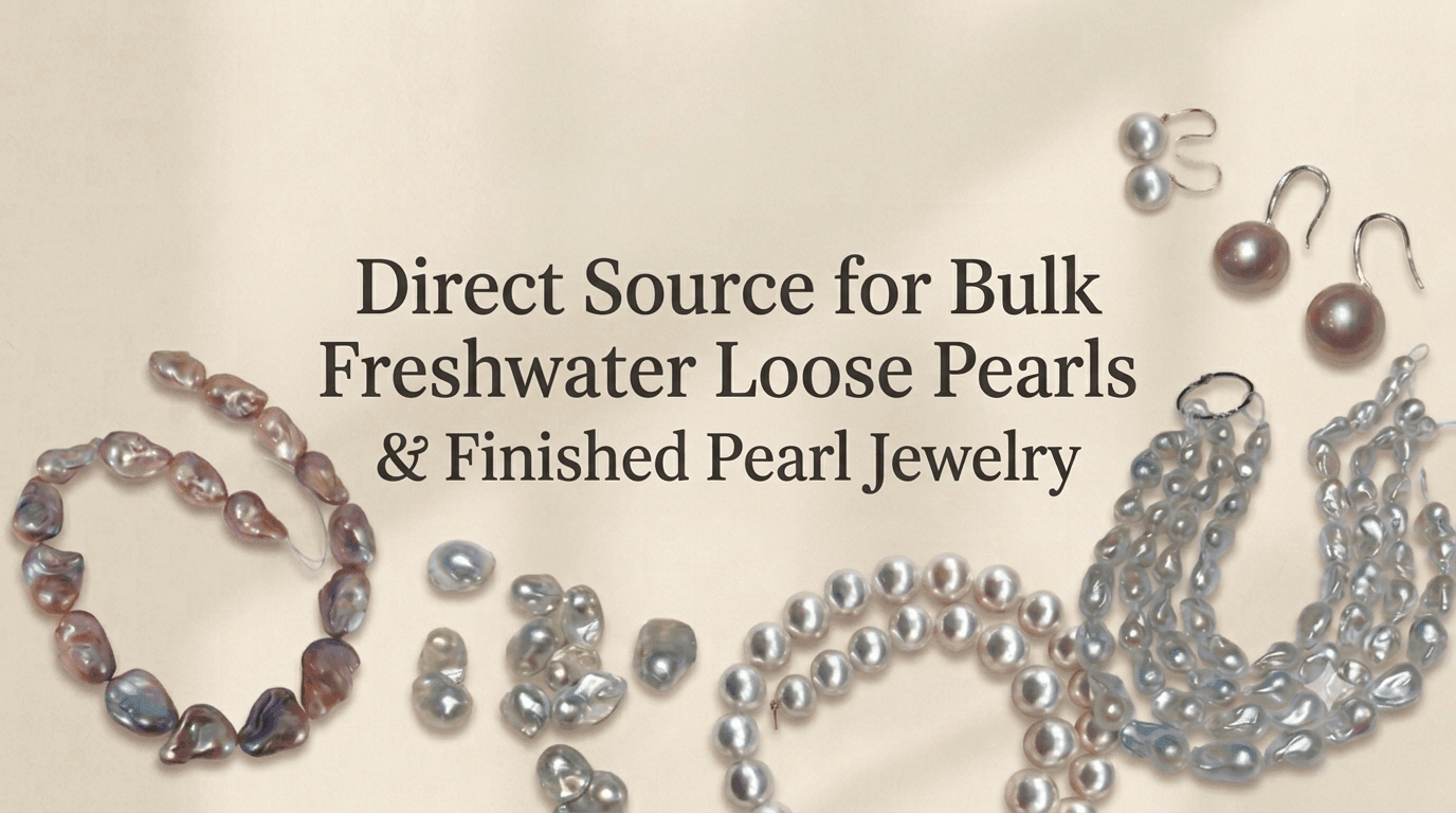 Direct wholesale source for bulk freshwater loose pearls, temporary strands, raw materials, and finished fine pearl jewelry for retail stores.