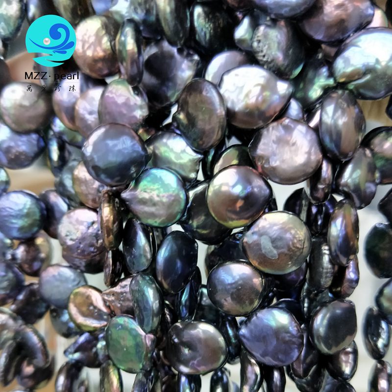 peacock coin pearl 13mm side drilled cultured fresh water loose pearl ...