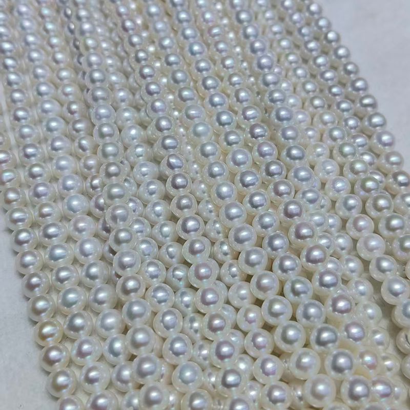 5-5.5mm Near-Round Freshwater Pearl Strands Wholesale